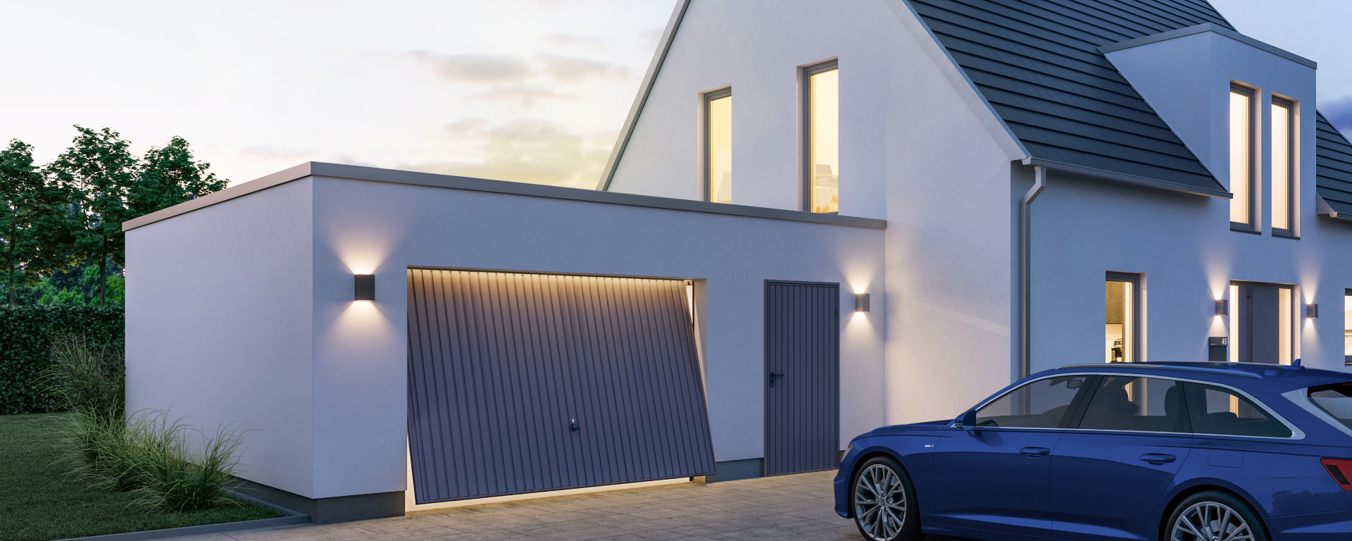 Hoermann-Schwingtor-Berry-mit-Garagennebentuer-n80-Motiv-902